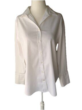 Chico's Women's No-Iron™ Fitted Stretch Shirt White With Stitch Detail Size 4